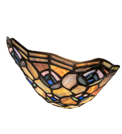 Meyda Lighting Tiffany Peacock Feather 66910 6" Black Night Light With Multi-Colored Shade Glass