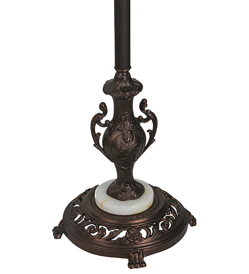 Meyda Lighting Tiffany Peacock Feather 74" Mahogany Bronze Torchiere Floor Lamp With Multi-Colored Shade Glass