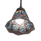 Meyda Lighting Tiffany Peacock Feather 8" Mahogany Bronze Mini Pendant Light With Multi-Colored Stained Shade Glass
