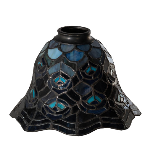 Meyda Lighting Tiffany Peacock Feather 8" Multi-Colored Stained Shade Glass