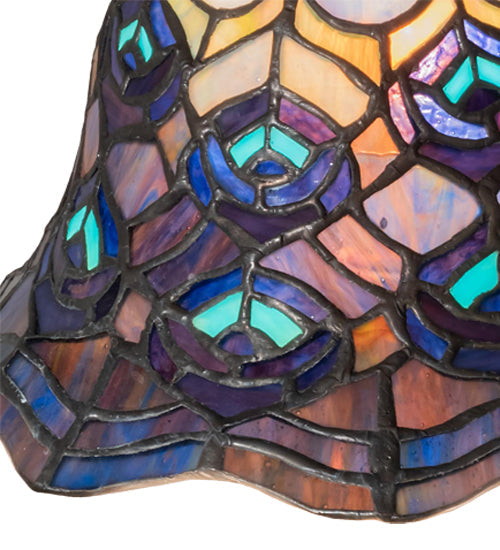 Meyda Lighting Tiffany Peacock Feather 8" Multi-Colored Stained Shade Glass