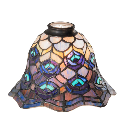 Meyda Lighting Tiffany Peacock Feather 8" Multi-Colored Stained Shade Glass