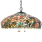 Meyda Lighting Tiffany Peony 17" 3-Light Mahogany Bronze Pendant Light With Multi-Colored Shade Glass