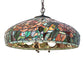 Meyda Lighting Tiffany Peony 17" 3-Light Mahogany Bronze Pendant Light With Multi-Colored Shade Glass