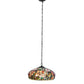 Meyda Lighting Tiffany Peony 17" 3-Light Mahogany Bronze Pendant Light With Multi-Colored Shade Glass