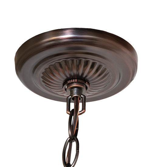 Meyda Lighting Tiffany Peony 17" 3-Light Mahogany Bronze Pendant Light With Multi-Colored Shade Glass