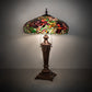 Meyda Lighting Tiffany Peony 26" 2-Light Mahogany Bronze Table Lamp With Multi-Colored Stained Shade Glass