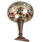 Meyda Lighting Tiffany Peony 26" 2-Light Mahogany Bronze Table Lamp With Multi-Colored Stained Shade Glass