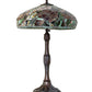 Meyda Lighting Tiffany Peony 26" 3-Light Mahogany Bronze Table Lamp With Multi-Colored Stained Shade Glass