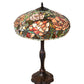 Meyda Lighting Tiffany Peony 26" 3-Light Mahogany Bronze Table Lamp With Multi-Colored Stained Shade Glass