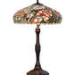 Meyda Lighting Tiffany Peony 26" 3-Light Mahogany Bronze Table Lamp With Multi-Colored Stained Shade Glass