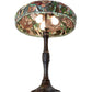 Meyda Lighting Tiffany Peony 26" 3-Light Mahogany Bronze Table Lamp With Multi-Colored Stained Shade Glass