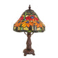 Meyda Lighting Tiffany Poinsettia 13" Mahogany Bronze Mini Table Lamp With Multi-Colored Shade Glass