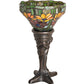 Meyda Lighting Tiffany Poinsettia 15" Mahogany Bronze Mini Table Lamp With Multi-Colored Shade Glass