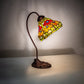 Meyda Lighting Tiffany Poinsettia 18" Mahogany Bronze Desk Table Lamp With Multi-Colored Shade Glass