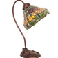 Meyda Lighting Tiffany Poinsettia 18" Mahogany Bronze Desk Table Lamp With Multi-Colored Shade Glass