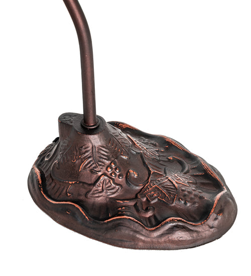 Meyda Lighting Tiffany Poinsettia 18" Mahogany Bronze Desk Table Lamp With Multi-Colored Shade Glass