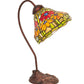 Meyda Lighting Tiffany Poinsettia 18" Mahogany Bronze Desk Table Lamp With Multi-Colored Shade Glass