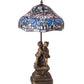 Meyda Lighting Tiffany Poinsettia 23" Mahogany Bronze Accent Table Lamp With Multi-Colored Shade Glass