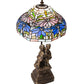 Meyda Lighting Tiffany Poinsettia 23" Mahogany Bronze Accent Table Lamp With Multi-Colored Shade Glass