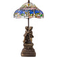 Meyda Lighting Tiffany Poinsettia 23" Mahogany Bronze Accent Table Lamp With Multi-Colored Shade Glass