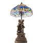 Meyda Lighting Tiffany Poinsettia 23" Mahogany Bronze Accent Table Lamp With Multi-Colored Shade Glass