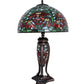 Meyda Lighting Tiffany Poinsettia 25" Mahogany Bronze Table Lamp With Multi-Colored Shade Glass and Lighted Base