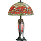 Meyda Lighting Tiffany Poinsettia 25" Mahogany Bronze Table Lamp With Multi-Colored Shade Glass and Lighted Base