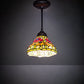 Meyda Lighting Tiffany Poinsettia 8" Mahogany Bronze Mini Pendant Light With Multi-Colored Shade Glass