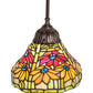 Meyda Lighting Tiffany Poinsettia 8" Mahogany Bronze Mini Pendant Light With Multi-Colored Shade Glass