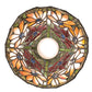 Meyda Lighting Tiffany Poinsettia 8" Mahogany Bronze Mini Pendant Light With Multi-Colored Shade Glass