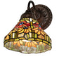 Meyda Lighting Tiffany Poinsettia 8" Mahogany Bronze Wall Sconce With Multi-Colored Shade Glass