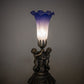 Meyda Lighting Tiffany Pond Lily 13" Antique Brass Twin Cherub Accent Table Lamp With Blue & White Shade Glass