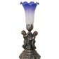 Meyda Lighting Tiffany Pond Lily 13" Antique Brass Twin Cherub Accent Table Lamp With Blue & White Shade Glass