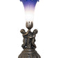 Meyda Lighting Tiffany Pond Lily 13" Antique Brass Twin Cherub Accent Table Lamp With Blue & White Shade Glass