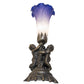Meyda Lighting Tiffany Pond Lily 13" Antique Brass Twin Cherub Accent Table Lamp With Blue & White Shade Glass