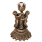 Meyda Lighting Tiffany Pond Lily 13" Antique Brass Twin Cherub Accent Table Lamp With Blue & White Shade Glass