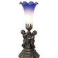 Meyda Lighting Tiffany Pond Lily 13" Antique Brass Twin Cherub Accent Table Lamp With Blue & White Shade Glass