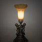 Meyda Lighting Tiffany Pond Lily 13" Antique Brass Twin Cherub Accent Table Lamp With Brown Shade Glass