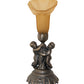 Meyda Lighting Tiffany Pond Lily 13" Antique Brass Twin Cherub Accent Table Lamp With Brown Shade Glass