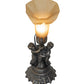 Meyda Lighting Tiffany Pond Lily 13" Antique Brass Twin Cherub Accent Table Lamp With Brown Shade Glass