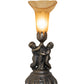 Meyda Lighting Tiffany Pond Lily 13" Antique Brass Twin Cherub Accent Table Lamp With Brown Shade Glass