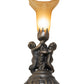 Meyda Lighting Tiffany Pond Lily 13" Antique Brass Twin Cherub Accent Table Lamp With Brown Shade Glass