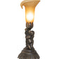 Meyda Lighting Tiffany Pond Lily 13" Antique Brass Twin Cherub Accent Table Lamp With Brown Shade Glass