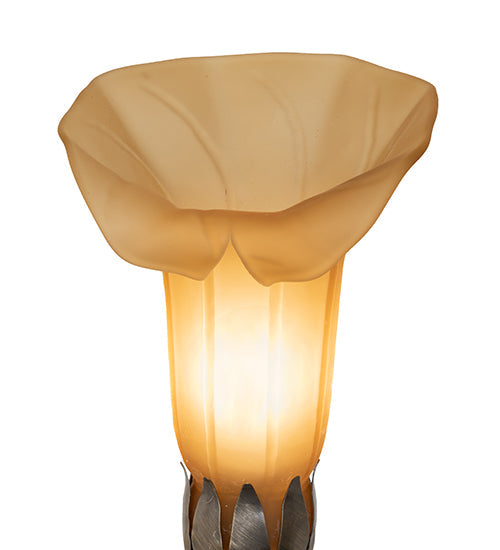 Meyda Lighting Tiffany Pond Lily 13" Antique Brass Twin Cherub Accent Table Lamp With Brown Shade Glass