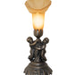 Meyda Lighting Tiffany Pond Lily 13" Antique Brass Twin Cherub Accent Table Lamp With Brown Shade Glass