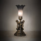 Meyda Lighting Tiffany Pond Lily 13" Antique Brass Twin Cherub Accent Table Lamp With Gray Shade Glass