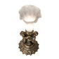 Meyda Lighting Tiffany Pond Lily 13" Antique Brass Twin Cherub Accent Table Lamp With Gray Shade Glass
