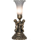 Meyda Lighting Tiffany Pond Lily 13" Antique Brass Twin Cherub Accent Table Lamp With Gray Shade Glass