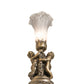 Meyda Lighting Tiffany Pond Lily 13" Antique Brass Twin Cherub Accent Table Lamp With Gray Shade Glass